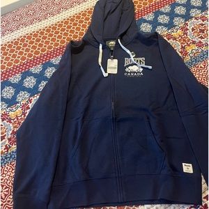 NWT MENS ROOTS CLASSIC FULL ZIP HOODIE SZ L NAVY
